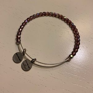 Silver alex and ani with purple iridescent beads
